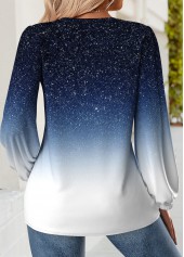 Dark Blue Tummy Coverage Ombre Long Sleeve T Shirt | thumb picture 