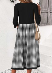 Black Tummy Coverage Plaid 3/4 Sleeve Round Neck Dress | thumb picture 