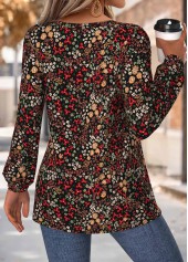 Multi Color Peplum Floral Print Long Sleeve Blouse | thumb picture 