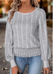 Grey Tummy Coverage Long Sleeve Round Neck T Shirt | thumb picture 