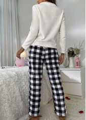 White Plaid Long Sleeve Lounge Top and Pants | thumb picture 