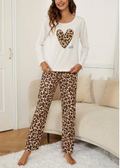 White Leopard Long Sleeve Lounge Top and Pants | thumb picture 