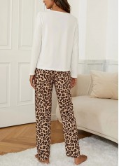 White Leopard Long Sleeve Lounge Top and Pants | thumb picture 