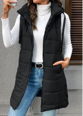 Black Tummy Coverage Sleeveless Tunic Waistcoat
