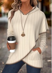 Beige Tummy Coverage Long Sleeve Hoodie | thumb picture 