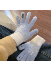 Dusty Blue Snowflake Print Wrist Warming Gloves