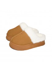 Dark Camel Closed Toe Falt Slippers