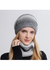 Dark Grey Marl Ombre Hat and Circle Scarf Beanie