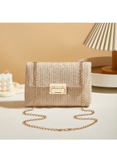 Light Camel Pushlock Chains Crossbody Bag