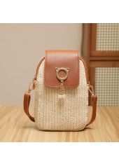 Beige Color Zip Design Crossbody Bag