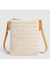 Beige Color Open Crossbody Messenger Bag