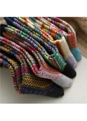 Multi Color Tribal Print Mid Calf Socks | thumb picture 