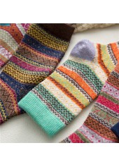 Multi Color Tribal Print Mid Calf Socks | thumb picture 