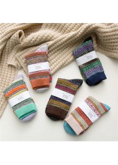 Multi Color Tribal Print Mid Calf Socks | thumb picture 