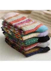 Multi Color Tribal Print Mid Calf Socks | thumb picture 