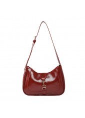 Wine Red Zip Nylon Shoulder Bag