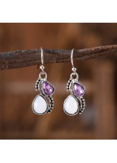 Violet Color Droplet Alloy Detail Earrings