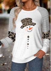 White Tummy Coverage Snowman Print Long Sleeve Sweatshirt
