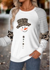 White Tummy Coverage Snowman Print Long Sleeve Sweatshirt | thumb picture 