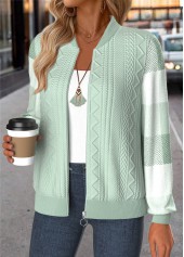 Light Green Tummy Coverage Plaid Long Sleeve Jacket