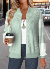 Light Green Tummy Coverage Plaid Long Sleeve Jacket | thumb picture 