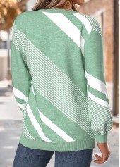 Mint Green Tummy Coverage Geometric Print Long Sleeve Sweatshirt | thumb picture 