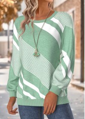 Mint Green Tummy Coverage Geometric Print Long Sleeve Sweatshirt | thumb picture 