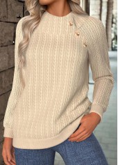 Light Camel Tummy Coverage Long Sleeve High Neck Sweatshirt | thumb picture 