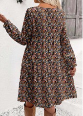 Multi Color Ditsy Floral Print Short Long Sleeve Dress | thumb picture 