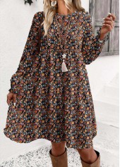 Multi Color Ditsy Floral Print Short Long Sleeve Dress | thumb picture 