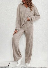 Gray Brown Long Sleeve Lounge Top and Pants | thumb picture 