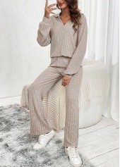 Gray Brown Long Sleeve Lounge Top and Pants | thumb picture 