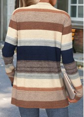 Multi Color Curved Hem Striped Long Sleeve Knit Cardigan | thumb picture 