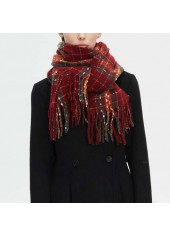 Deep Red Plaid Polyester Detail Scarf | thumb picture 