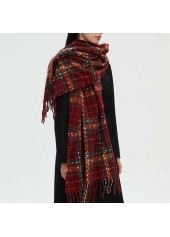 Deep Red Plaid Polyester Detail Scarf | thumb picture 