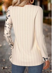 Beige Tummy Coverage Leaf Print Long Sleeve T Shirt | thumb picture 