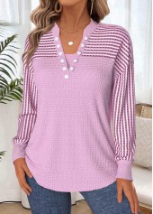 Light Pink Tummy Coverage Geometric Print Long Sleeve Sweatshirt | thumb picture 