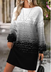 Black Tummy Coverage Ombre Short Long Sleeve Dress | thumb picture 