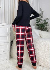 Black Plaid Long Sleeve Lounge Top and Pants | thumb picture 