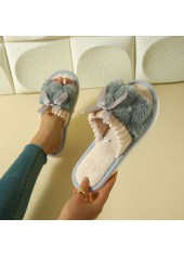 Grey Tweed Open Toe Falt Slippers | thumb picture 