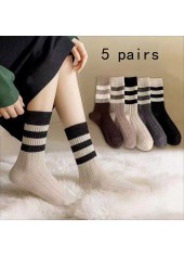 Multi Color Striped Mid Calf Socks