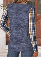 Navy Tummy Coverage Plaid Long Sleeve T Shirt | thumb picture 