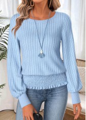 Light Blue Tummy Coverage Long Sleeve T Shirt