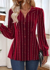 Wine Red Tummy Coverage Long Sleeve Shirt