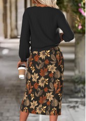 Black Tummy Coverage Floral Print Dress and Cover Up | thumb picture 