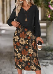 Black Tummy Coverage Floral Print Dress and Cover Up | thumb picture 