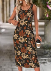 Black Tummy Coverage Floral Print Dress and Cover Up | thumb picture 