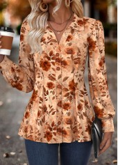 Multi Color Tummy Coverage Floral Print Long Sleeve Shirt