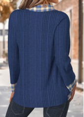 Navy Tummy Coverage Plaid Long Sleeve T Shirt | thumb picture 