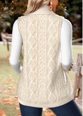 Beige Double Side Pockets Sleeveless Stand Collar Waistcoat | thumb picture 